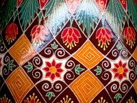 Fall Florals Ukrainian Easter Egg Pysanky By So Jeo : Pysanky Pysanka ukrainian ukraine easter egg batik art sojeo orange red flowers brown green fall floral batik decoration gift